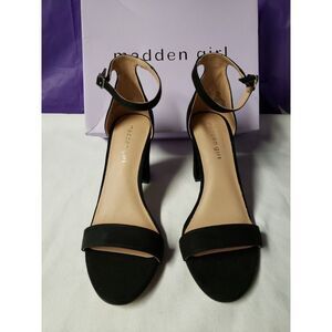 Madden Girl womens Beella Heeled Sandal, Black Fabric, 8.5‎ US